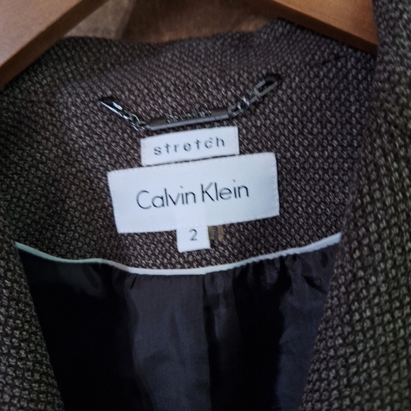 Calvin Klein Stretch Tweed Blazer Jacket Sz 2 - Picture 2 of 5
